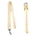 Imagen que muestra el producto Collar Con Correa Para Mascotas. Collar con correa, cuenta con estructura interna acolchada, hebilla ajustable, broche de seguridad y anillos tipo D para fijar la correa. Correa plana con mango macizo para mejor agarre. Material: Poliéster Color: Rosado con azul, morado con verde, amarillo con rosa, azul con amarillo. Disponible: Razas Pequeñas, medianas y grandes.