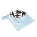 Imagen que muestra el producto Comedero Elevado Con Bowl. Comedero elevado con bowls removibles. Material: Plástico, acero inoxidable Color: Rosado, verde, azul DIsponible: Razas pequeñas y medianas