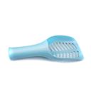 Imagen que muestra el producto Pala  Colador Para Mascotas. Pala fácil de manejar, cuenta con orificios que hacen un efecto colador para recoger solo los desperdicios de su mascotas. Material: Plástico Color: Azul, rosado Disponible: Razas pequeñas y medianas.