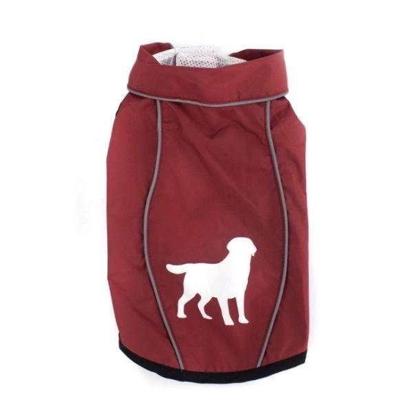 Imagen que muestra el producto Chaleco Reflectivo Para Mascotas. Chaleco impermeable para mascotas, cuenta con tejido reflectivo, malla antitraspirante y velcro ajustable. Material: Poliéster Color: Azul, amarillo, rojo Disponible: Razas pequeñas.