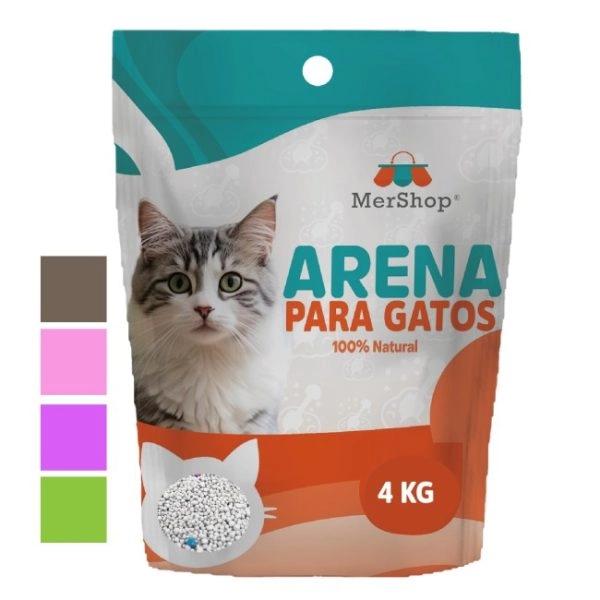 Imagen que muestra el producto Arena Para Gatos Aroma. Arena para gatos en presentación de 4 Kg y 8 Kg con un agradable aroma a café, floral, lavanda o limón. Bajo en polvo   – Grumo duro y de rápida absorción      – Control de olores.
