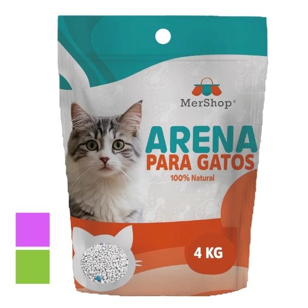 Imagen que muestra el producto Arena Para Gatos Soluble En Agua Limón Y Lavanda. Arena para gatos soluble en agua, en presentación de 8 Kg con un agradable aroma a lavanda o limón. Bajo en polvo – Grumo duro y de rápida absorción – Control de olores.
