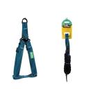 Imagen que muestra el producto Arnés A Rayas Con Correa Para  Talla M. Arnés con patrón a rayas, cuenta con hebillas ajustables, broche de seguridad, correa redonda y anillos tipo D para fijarla. Material: Poliéster, metal    Color: Rojo, naranja, azul, beige                                                                          Disponible: Razas pequeñas Medidas: TALLA M CUELLO  40-53 CM TORSO MIN-MAX 56-58 PESO MAXIMO – APROX 11-23 KG, TRAILLA 1,20 CM