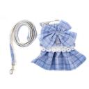 Imagen secundaria del producto Arnes Vestido Para Mascotas. Vestido con diseño tipo tartán, cuenta con correa, hebillas ajustables, moño grande en la parte superior y anillo tipo D para fijar la correa. Material: Poliéster, metal                                                                                                                 Color: Naranja, amarillo, azul, verde, rojo  Disponible: Razas pequeñas. Medidas: TALLA XS: CUELLO 23-33 CM TORSO  MIN-MAX 30-45 CM PESO MAXIMO – APROX 2-5 KG, TRAILLA 1,20 CM TALLA S: CUELLO 30-41 CM TORSO MIN-MAX 41-53 CM PESO MAXIMO – APROX 5-11 KG, TRAILLA 1,20 CM