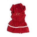 Imagen que muestra el producto Vestido Con Anillos Tipo D Mascotas. Vestido para mascotas, cuenta con velcro y anillos tipo D para fijar la correa. Material: Poliéster Color: Rojo, rosado, azul Disponible: Razas pequeñas