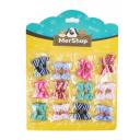 Imagen que muestra el producto Bleaster De Moños Con Pinza. Estiliza a tus mascotas con estos hermosos clip de moño. Cuenta con gancho de metal. Material: Tela, metal                                                                                               Presentación: 12 UND                                                                       Disponible: Razas medianas y grandes de pelaje largo.