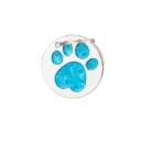 Imagen secundaria del producto Placa De Identificación Redonda Con Huella. Placa de identificación redonda con huella acabado escarchado. Material: Metal Color: Palo rosa, rojo, azul, rosado, morado Disponible: Razas pequeñas y medianas