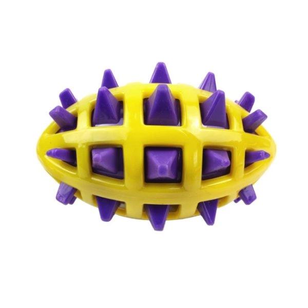 Imagen que muestra el producto Juguete Chillón Para Mascotas. Juguete para mascotas, cuenta con sonido interno y superficie texturizada. Material: Plástico                                                    Color:  Azul, morado                                                        Disponible: Razas medianas y grandes.