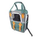 Imagen que muestra el producto Bolso Transportador De Mascotas. Maleta con visor en malla y cremallera, bolsillo delantero con correas y broche con iman, bolsillos laterales en malla y tapete interno que brinda mayor estabilidad. Se puede llevar como bolso o maleta. Material: Mezclilla, malla, metal                                                                                                     Color: Verde, azul, amarillo                                                                                                            Disponible: Razas pequeñas de hasta 10-15 kg