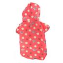 Imagen secundaria del producto Impermeable Flor Happy Day Para Mascotas. Impermeable estampado con botones y anillo tipo D para ajustar la correa. Material: Poliéster, vinilo Color: Negro, rosado, fucsia Disponible: Razas pequeñas.