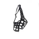 Imagen que muestra el producto Bozal De Canastilla Para Mascotas. Bozal con estructura cómoda y flexible, cuenta con orificios para mejorar la ventilación, correa con tejido reflectivo, hebilla de plástico y broche de seguridad Material: Plástico, caucho, tela                                                                                                        Color: Negro                                  ,                                                                                    Disponible: razas pequeñas Medidas:  Talla 1, Talla 2, Talla 3, Talla 4, Talla 5, Talla 6,