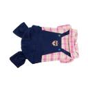 Imagen secundaria del producto Overol Student Para Mascotas. Overol student para mascotas, cuenta con bolsillo decorativo, camisilla estilo tartán y botones inferiores para apuntar. Material: Poliéster Color: Azul, rosado, rojo, negro Disponible: Razas pequeñas y medianas.