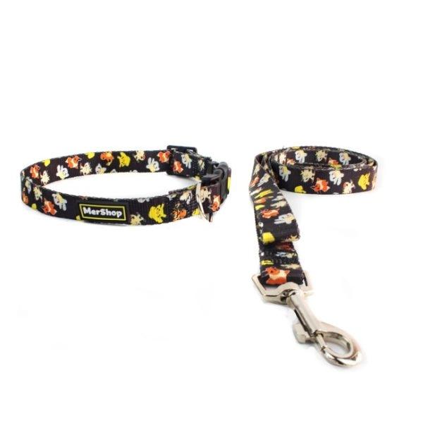 Imagen que muestra el producto Collar Estampado Para Mascotas. Collar con correa estampado cuenta con hebilla para ajustar, broche de seguridad y anillo tipo D para fijar la correa.  Material: Poliéster, metal  Estampado: Pokemon, Paw Patrol, azul militar, rosado militar. Disponible: Razas pequeñas, medianas y grandes. Medidas: Talla S : Largo 1.20 cm * Ancho 1cm Talla M: Largo 1.20 cm * Ancho 1.5cm Talla L : Largo 1.20 cm * Ancho 2 cm Talla XL: Largo 1.20 cm * Ancho 2.5cm