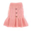 Imagen que muestra el producto Vestido Tejido Botones De Corazón. Vestido unicolor cuello tortuga. Material: Poliéster Color: Rojo, rosado, morado Disponible: Razas pequeñas y medianas.