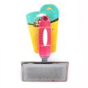 Imagen que muestra el producto Cepillo De Cardas  Para Mascotas. Cepillo carda con cerdas tipo púas ideales para desenredar y alisar el pelaje, cuenta con mango antideslizante. Material: Acero inóxidable, goma Color: Rosado, azul, rojo Disponible: Razas medianas y grandes de pelaje largo o rizado.