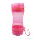 Imagen que muestra el producto Portacomida Y Bebida Para Mascotas. Termo portatil con dos compartimentos para agua y comida, cuenta con tapas doble función en cada extremo y tirilla para transportar. Capacidad de 500 ml. Material: Plástico                                                                                                       Color: Rosado, azul, verde                                                                                                         Disponible: Razas pequeñas y medianas.