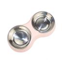 Imagen secundaria del producto Comedero Con Piezas Antideslizantes. Comedero doble con bowls removibles, cuenta con piezas antideslizantes. Material: Plástico, metal Color: Verde aguamarina, palo rosa, morado grisaceo Disponible: Razas pequeñas