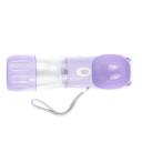 Imagen que muestra el producto Comedero Y Bebedero Para Mascotas. Bebedero portatil, cuenta con interruptor que al ser oprimido ira expulsando el agua, base removible para guardar snacks y cordón de tela para mejorar su transporte. Material: plástico   Color: Rosado, amarillo, morado, gris                                                  Disponible: Razas pequeñas Medidas: Largo 22cm*Ancho 8cm