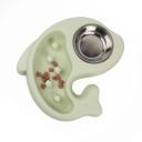 Imagen secundaria del producto Comedero Pez Antirreflujo Para Mascotas. Comedero para mascotas con sistema antireflujo, cuenta con bowl removible. Material: Plástico Color:Azul, verde, naranja Disponible: Razas pequeñas y medianas