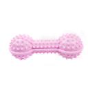 Imagen que muestra el producto Juguete Mancuerna Chillona Para Mascotas. Juguete mordedor en forma de maní, cuenta con textura de púas ideal para ayudar con la limpieza de dientes y encías de su mascota. Material: Plástico                                                                       Color: Verde, rosado, amarillo, azul                                                                   Disponible: Razas pequeñas y medianas.