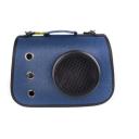 Imagen secundaria del producto Transportin Con Cúpula Para Mascotas. Transportin para mascotas, cuenta con anillos de ventilación, mallas laterales, rejilla y cupula para intercambiar, mango ergonómico y correa para facilitar su transporte. Material:  Mezclilla, plástico                                                                                                                                               Color: Café, gris, azul, fucsia                                                                                                                                                                        Disponible: Razas pequeñas de hasta 10Kg