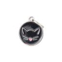 Imagen que muestra el producto Placa De Identificación Redonda Gato. Placa de identificación redonda con estampado de gato. Material: Metal Color: Negro, rojo, azul, rosado, morado, blanco Disponible: Razas pequeñas y medianas
