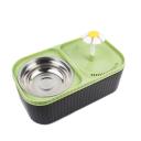 Imagen secundaria del producto Fuente Margarita Con Comedero Para Mascotas. Fuente de agua para mascotas, cuenta con bomba impermeable, dos filtros, cable USB extra largo y comedero extraíble. Capacidad de 3L. Material: Plástico, acero inóxidable  Color: Blanco, verde Disponible: Razas pequeñas.