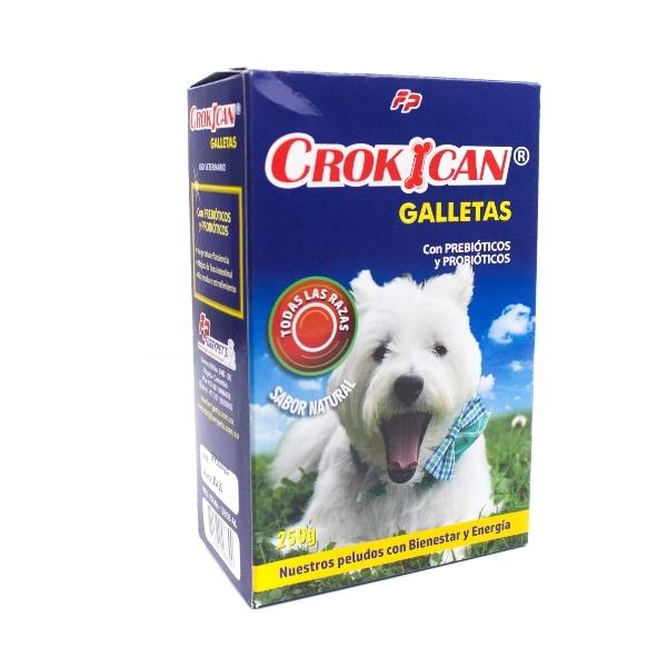 Imagen que muestra el producto Galletas Crokican 250Gr, 500Gr. Suplemento alimenticio con prebióticos y probióticos. No produce estreñimiento, mejora la flora intestinal, no produce flatulencia. Sabor a pollo. Ingredientes: Harina de maíz, harina de trigo, harina de soya, grasa vegetal y/o animal.
Disponible: Perros de todas las razas y edades.