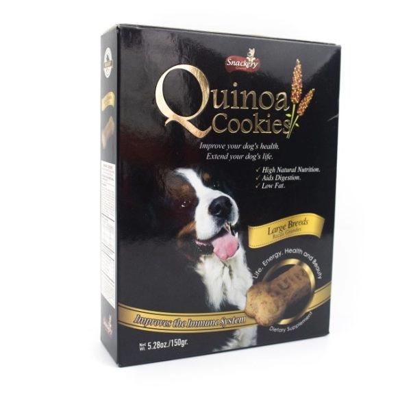 Imagen que muestra el producto Galletas Quinoa Energy Razas Grandes 150Gr, 250Gr, 1000Gr. Suplemento dietario. Ayuda a prolongar la vida saludable de su mascota. Mejora el sistema inmune. Alto poder nutricional. Ayuda a la digestión. Bajo en grasa. Ingredientes: Harina de centeno, semillas de quinua, grasa de cerdo, aceite de soya. Disponible: Perros de razas grandes a partir de los 2 meses de edad.