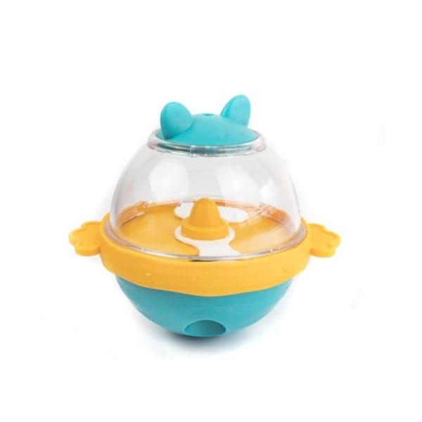 Imagen que muestra el producto Juguete De Premios Semiesférica. Juguete interactivo de premios, cuenta con base semiesférica, orificios en la parte inferior y tapa en la parte superior para poder agregar los snakcs. Material: Plástico Color: Azul Disponible: Razas pequeñas.