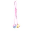 Imagen que muestra el producto Juguete Dos Pelotas Cuerda Para Mascotas. Juguete de tela, cuenta con dos pelotas de cuerda. Material: Poliéster                                                                                                                                                                                                             Color: Disponible en foto                                                                                                                                                                                                                    Disponible: Razas medianas y grandes.