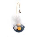 Imagen secundaria del producto Juguete Interactivo Con Pluma Para Mascotas. Juguete interactivo con base semiesferica, cuenta con pelotas en el medio, bolita de catnip en la prte superior y baston con pluma. Material: Plástico, catnip Color: Azul, rosa, blanco  Disponible: Razas pequeñas