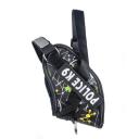 Imagen que muestra el producto Pechera Police K9 Para Mascotas. Pechera police con sistema anti-tirones cuenta con una cintilla de velcro ajustable y tejido reflectico, broche de seguridad, velcro adhesivo personalizable en los costados y anillo tipo D grande para fijar la correa. Material: Poliéster, metal Color:  Verde, beige, rosada, morado, negro, rojo con negro. Disponible: Razas pequeñas