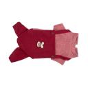 Imagen que muestra el producto Overol Conejo Para Mascotas. Overol conejo con acabado tipo gamusa, cuenta con botones en la parte inferior para apuntar. Material: Poliéster Color: Gris, rojo, rosado Disponible: Razas pequeñas y medianas.