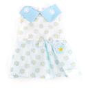 Imagen secundaria del producto Vestido De Flores Para Mascotas. Vestido de cuello con estampado de flores. Cuenta con anillo tipo D para fijar la correa. Material: Poliéster Color: Azul, negro, rosado Disponible: Razas pequeñas.