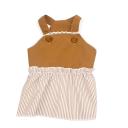 Imagen secundaria del producto Vestido Tirantes Con Botones. Vestido a rayas con detalles bordados y tirantes con botones. Material: Poliéster Color: Morado, café, azul Disponible: Razas pequeñas y medianas