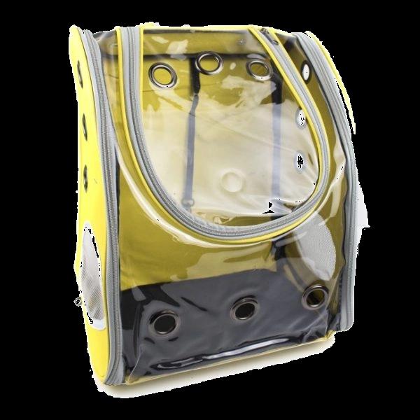 Imagen que muestra el producto Maleta Para Mascotas. Bolso cargador para mascotas, cuenta con respiraderos en los costados y visor delantero con cremallera. Trae tapete. Material: Poliéster, vinilo Color: Rosado, verde, amarillo, negro, café Disponible: Razas pequeñas.